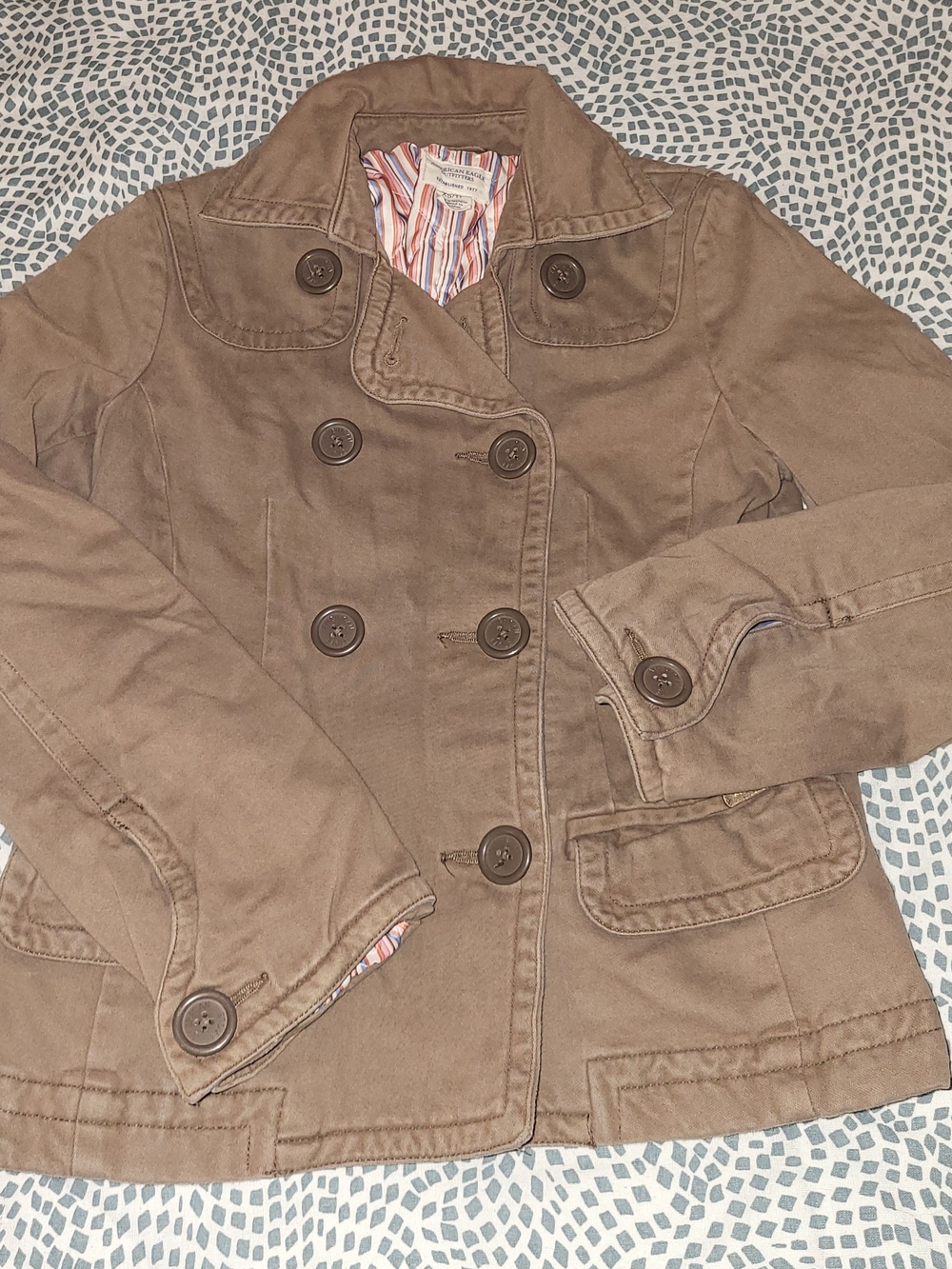 American Eagle Outfitters Brown Double-Breasted Pea Coat